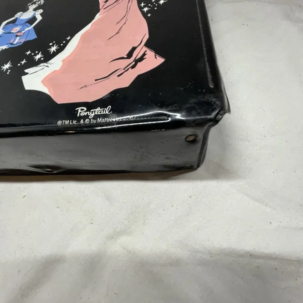 Original Vtg 1962 Barbie Doll Black Vinyl Wardrobe Carry Case Enchanted Evening